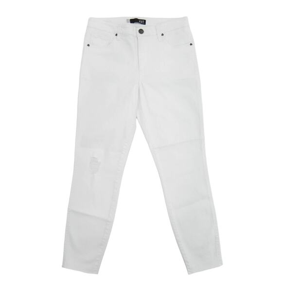 Kut From The Kloth Rachael High Rise Fab Ab Mom Raw Hem Optic White Size 0 - Picture 1 of 13